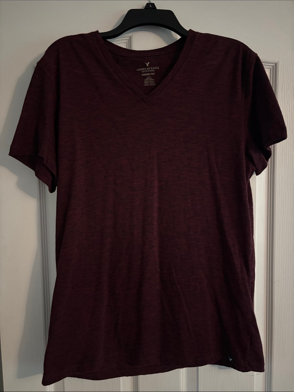 American Eagle Men’s V-Neck Tee in Heather Burgundy